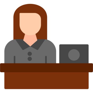 Kadın ofis masa simgesi düz stil