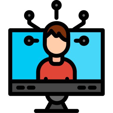 Masaüstü bilgisayarında çalışan adam ofis masası vektör çizimi grafik tasarımı ile çalışıyor