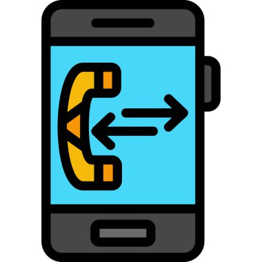 Telefon çağrısı simgesi renk ana hatları vektörü