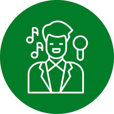 Mikrofon hattı simgesine sahip şarkıcı.