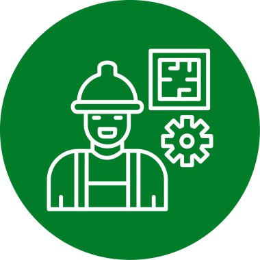 Yeşil yaprak simgesi olan işçi adam, vektör illüstrasyonu