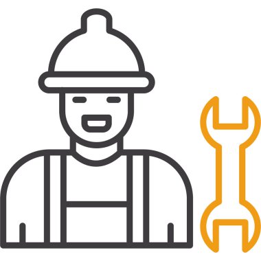 İnşaat işçisi ve anahtar simgesi