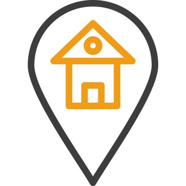 konum simgesi. Çizgi haritası işaretleyici vektör renk düz tasarımı