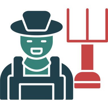 Çiftçi çiftçi ikonu ana hatlarıyla doldurulmuş