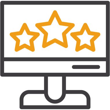 Yıldız simgesi ile bilgisayar monitörü, basit vektör illüstrasyonu