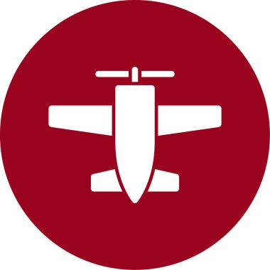 Uçak vektör simgesi. biçim düz yuvarlak cled, kırmızı renk, yuvarlak açılar, beyaz arkaplan