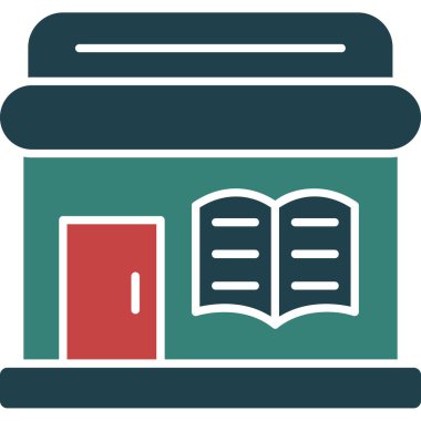 kütüphane kitaplığı simgesi doldurulmuş ana hatlar biçimi