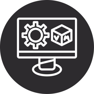 VM simge vektör illüstrasyon tasarımlı bilgisayar