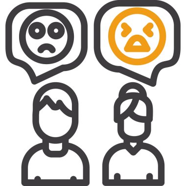 Üzgün erkek ve kadın ikonu. Negatif insan duyguları ve negatif ikonlar. vektör izole çizimi.