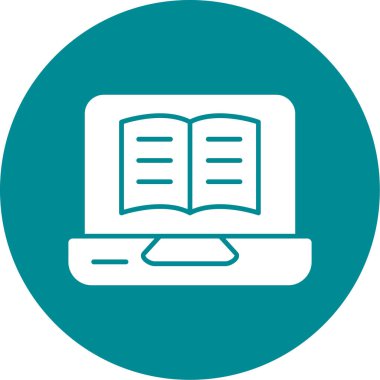 Kitap simgesi olan dizüstü bilgisayar, basit vektör illüstrasyonu