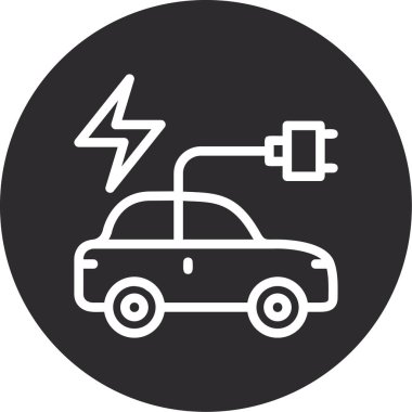 araba elektrik simgesi, vektör illüstrasyonu