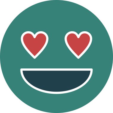 Love heart emoticon simgesi, vektör illüstrasyonu