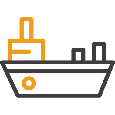 Gemi düz simgesi, vektör çizimi, gemi, ulaşım konsepti