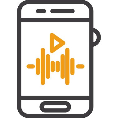 Kulaklıklı ve müzik ikonlu akıllı telefon. vektör illüstrasyonu