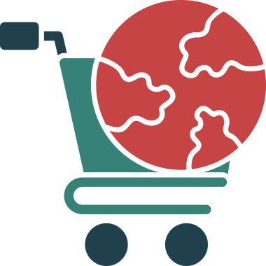 Küresel alışveriş arabası, vektör simgesi