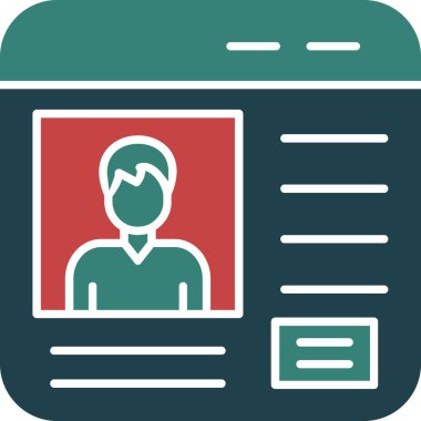 Kimlik kartı simgesi, vektör illüstrasyonu