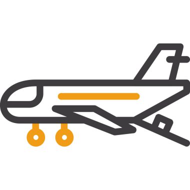 Havaalanı uçak ikonu. Web tasarımı için düzlem vektör simgesinin özet çizimi