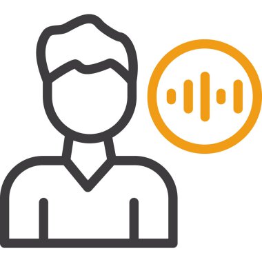 Kulaklık simgesi, vektör illüstrasyonu olan iş adamı