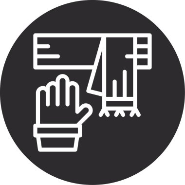 Siyah bir simgeyi tutan bir elin vektör çizimi