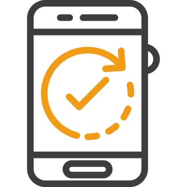 saat simgesi ile cep telefonu, basit satır vektör illüstrasyonu