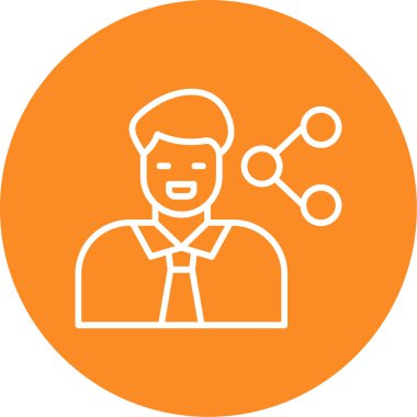 Kravat simgesi olan insan avatarı, vektör illüstrasyonu