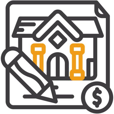 Emlak ikonu vektörü. Taslak ev tabelası. renk sembolü çizimi