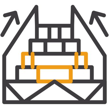 kargo gemisi simgesi. Ağ için kargo vektör simgelerinin özet çizimi