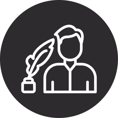 Adam elinde kalem, kalem, çizgi vektör simgesi, konsept, illüstrasyon tutuyor.