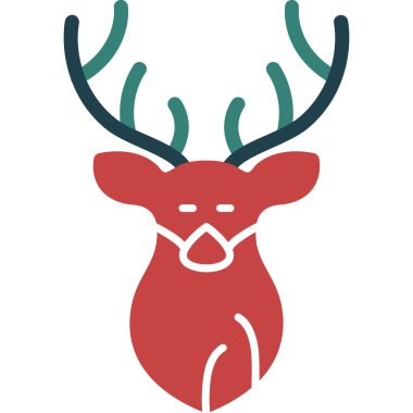 Geyik boynuzu ikonu. Düz renk tasarımı. vektör illüstrasyonu.