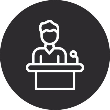 Dizüstü bilgisayarı simgesi olan bir adamın vektör çizimi