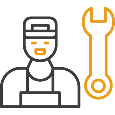 İnşaat işçisi ikonu. İnce çizgi çizimi