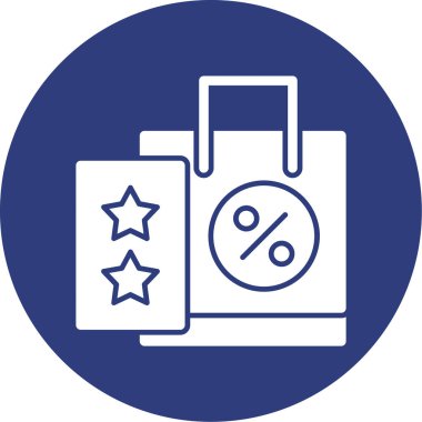 Yıldız ikonlu alışveriş çantası. Basit resimleme