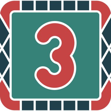 üç numaralı işaret simgesi tasarım şablonu çizimi