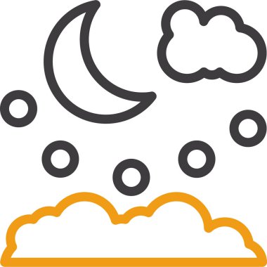 Taslak biçiminde gece bulutlu hava simgesi