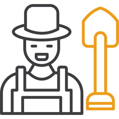 Çiftçi adam ikonu ana hatlarıyla