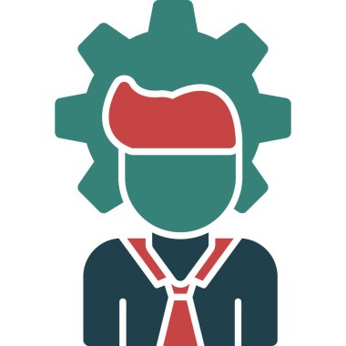 Kadın mühendis vektör ikonu. biçim iki renkli düz sembol, yumuşak mavi renkler, yuvarlak açılar, beyaz arkaplan.