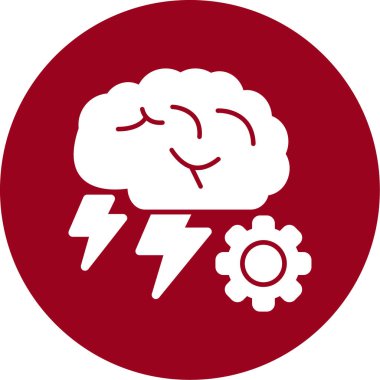 Elektrik beyin vektörü simgeyi yuvarladı. resim biçimi bir daire içinde düz simge sembolü, kırmızı renk, beyaz arkaplan.