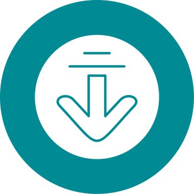 ok aşağı vektör simgesi. biçim düz çizgi simgesi, cyan rengi, beyaz arkaplan.