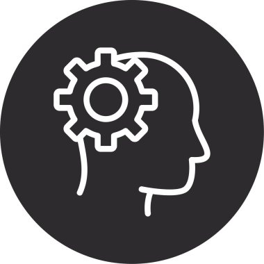 Beyin vektör simgesi. resim biçimi, bir dairenin içindeki düz simge, koyu gri arkaplan, beyaz arkaplan.