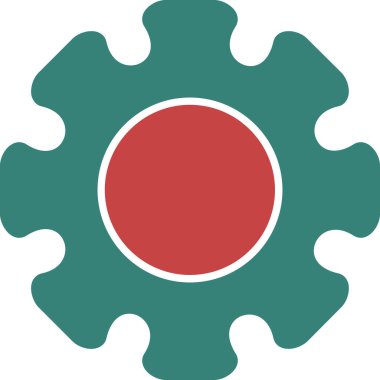 Gears'ı simge vektör. Tarzıdır bicolor düz sembolü, turuncu ve gri renkler, yuvarlak açılar, beyaz arka plan.