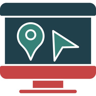 map pin location icon in filled outline style