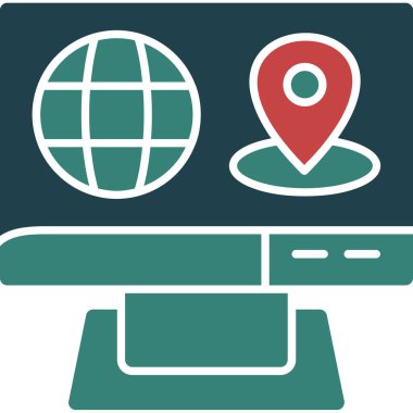 Harita imleci düz simge, vektör, illüstrasyon