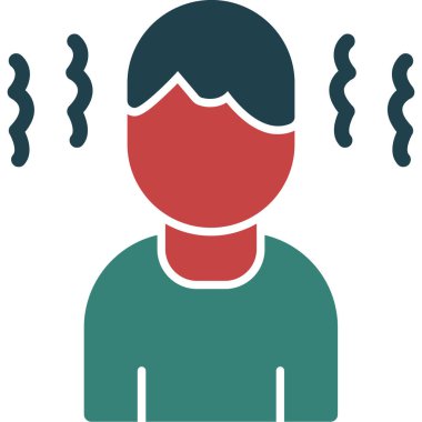 Başı ağrıyan adam. Basit resimleme