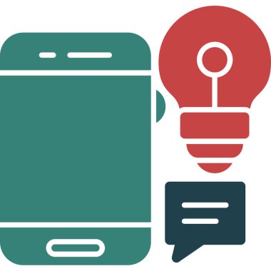 Ampul ve sohbet vektörü illüstrasyonlu akıllı telefon