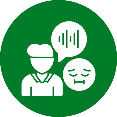 Konuşma baloncukları olan üzgün adam.