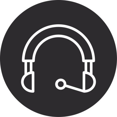 Kulaklık vektör simgesi. biçim vuruş sembolüdür, siyah ve beyaz yuvarlak açılar, gri arkaplan.