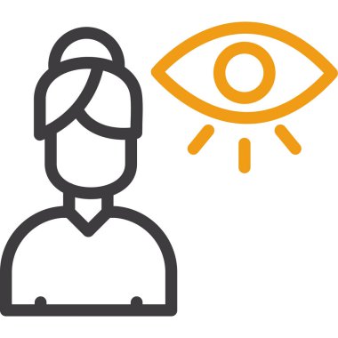 İnsan gözü ve güneş çizgisi ikonu, vektör, konsept, göz işareti, çizgi işareti, vektör illüstrasyonu