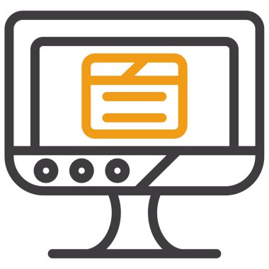 Web simgesi olan bilgisayar ekranı, basit vektör illüstrasyonu