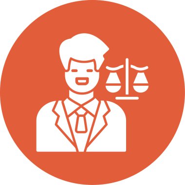 Hukukun ve avukat ikonunun vektör çizimi. Hukuk ve adalet sembolü. Web simgesi