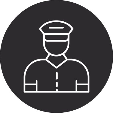 Polis şapkası ikonundaki adamın vektör çizimi